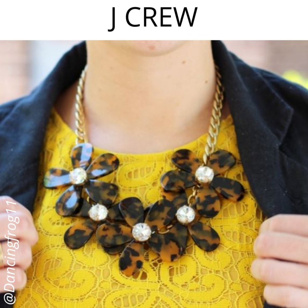 J.Crew Tortoise Coffee Flowers Crystal Necklace